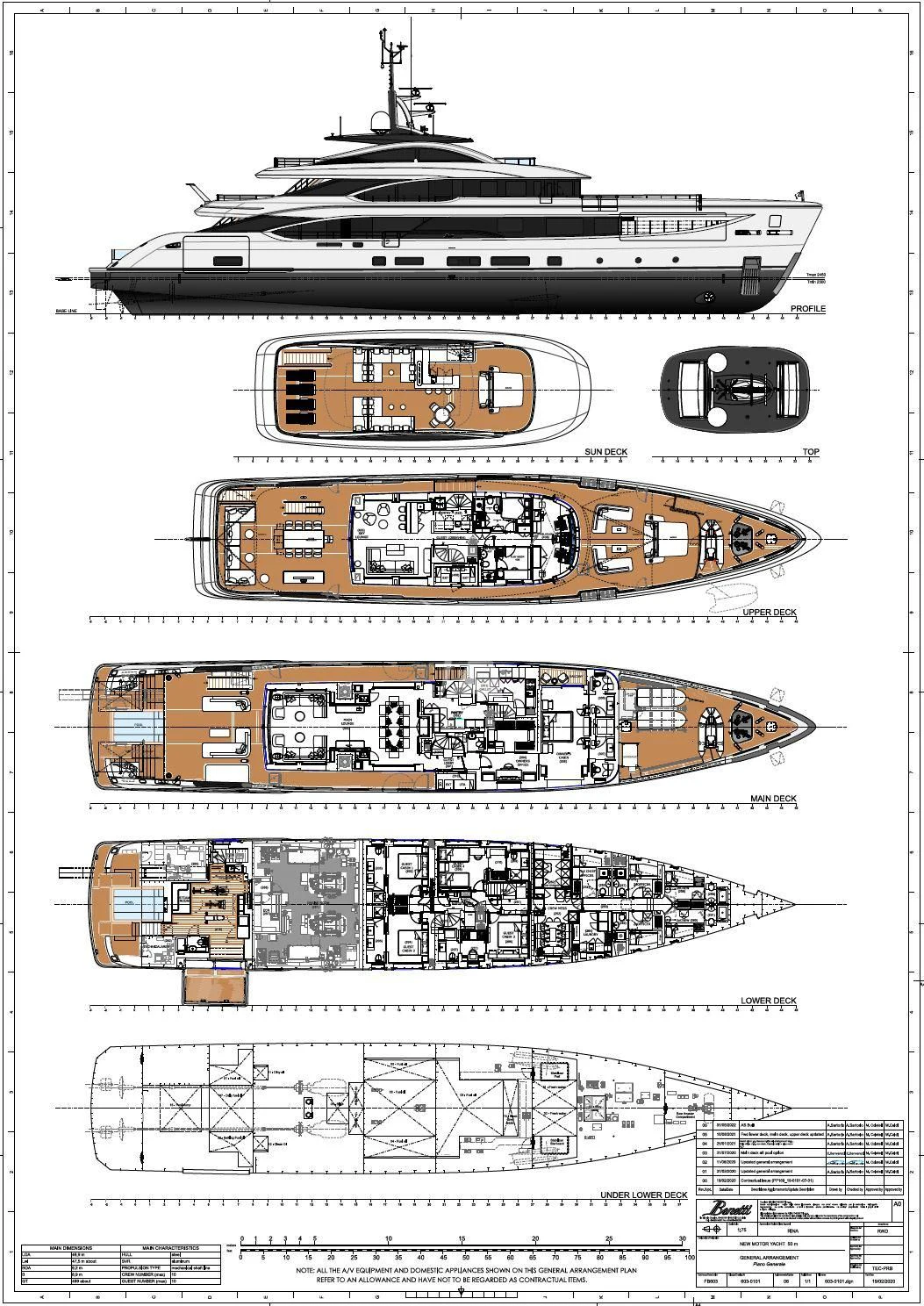 diagram, engineering drawing aboard BIRUBI Yacht for Sale