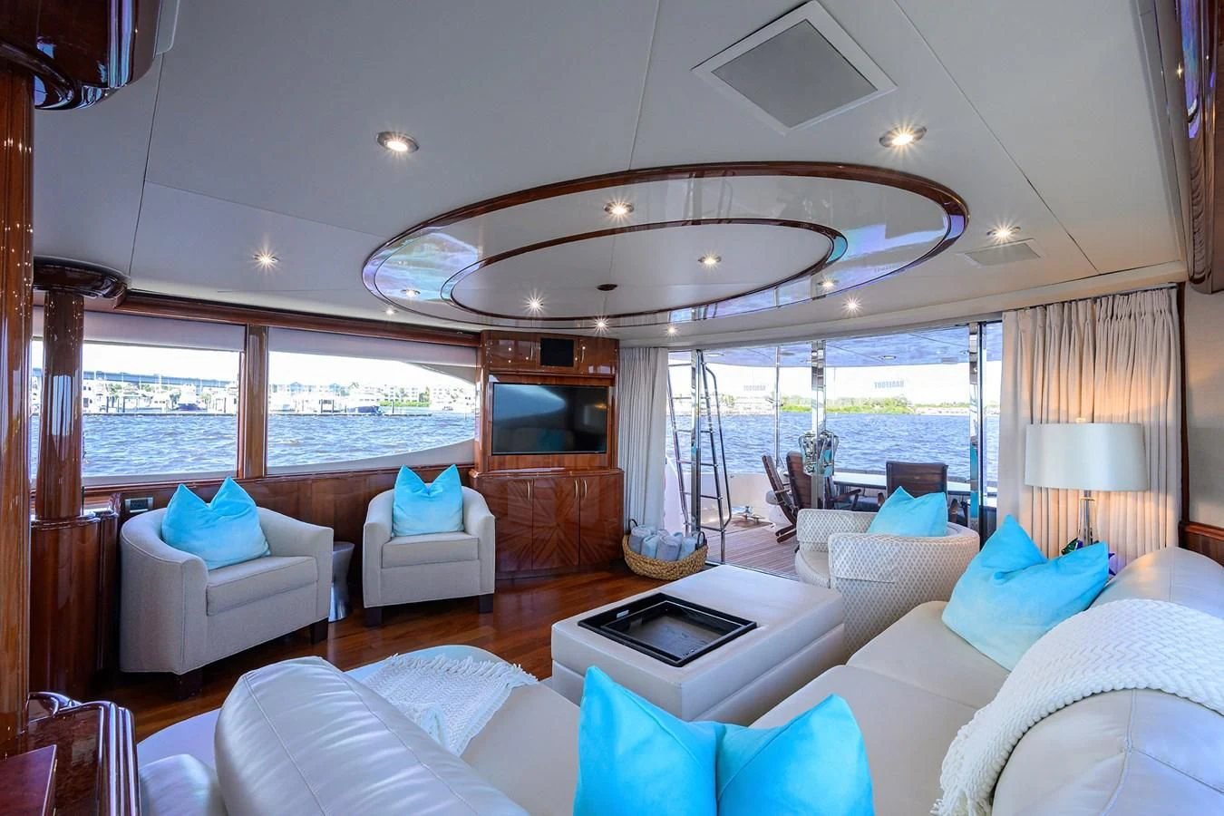a large room with a large window aboard ALWAYS BAREFOOT Yacht for Sale