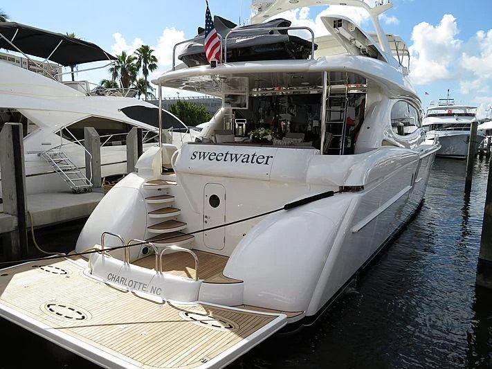 a boat docked at a pier aboard ALWAYS BAREFOOT Yacht for Sale