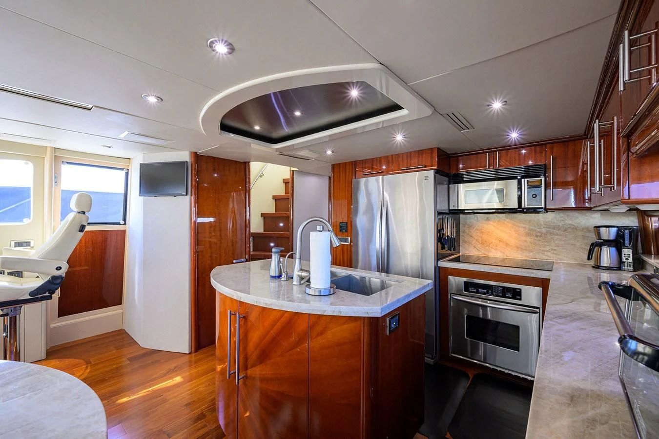 a kitchen with a stove and a sink aboard ALWAYS BAREFOOT Yacht for Sale