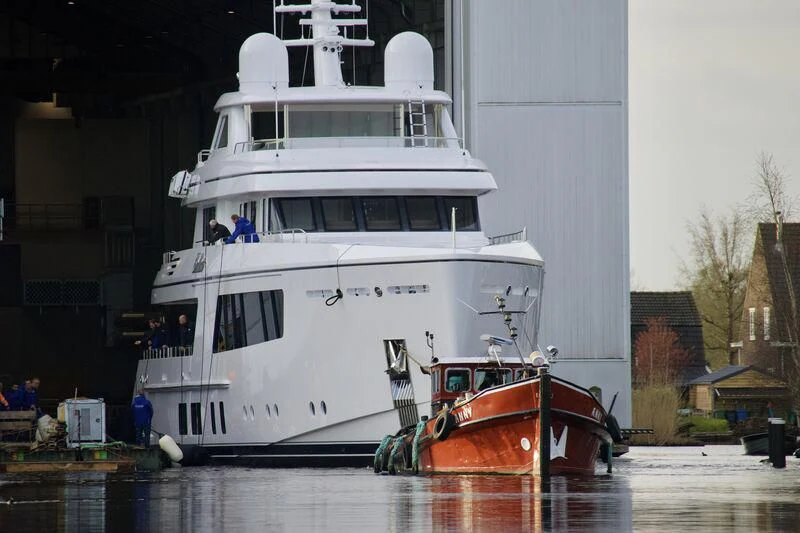 a boat docked at a pier aboard CALLISTO Yacht for Sale