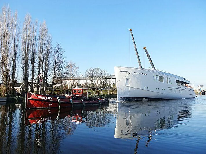 a boat is parked on the water aboard CALLISTO Yacht for Sale