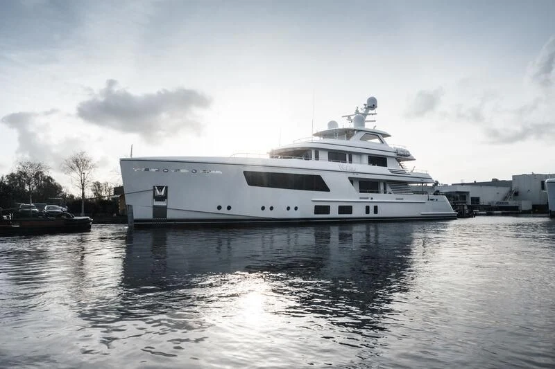a white boat on the water aboard CALLISTO Yacht for Sale