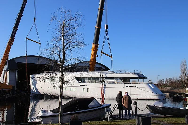 a boat docked at a pier aboard CALLISTO Yacht for Sale