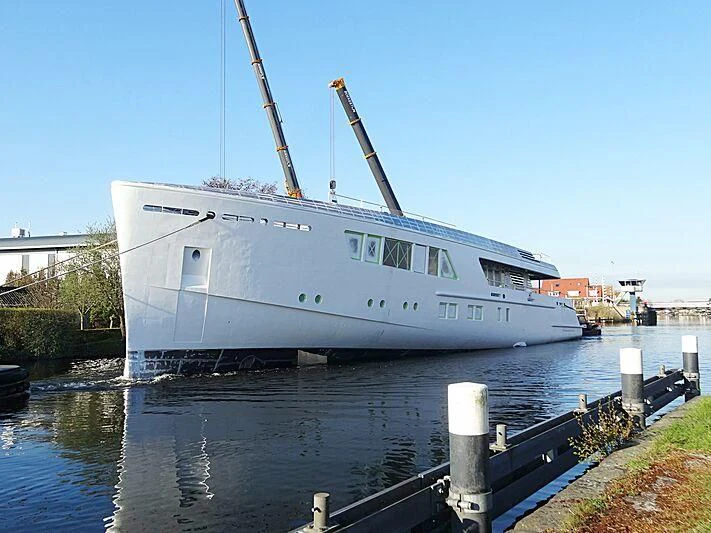 a large white boat docked aboard CALLISTO Yacht for Sale