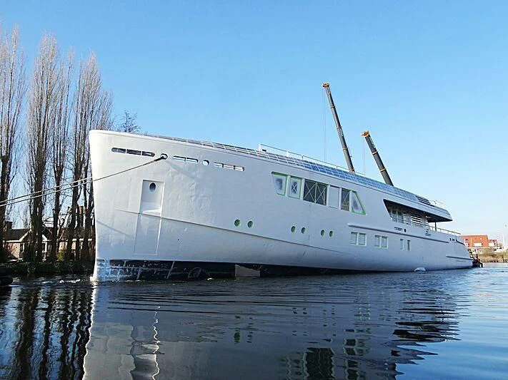 a white boat on the water aboard CALLISTO Yacht for Sale