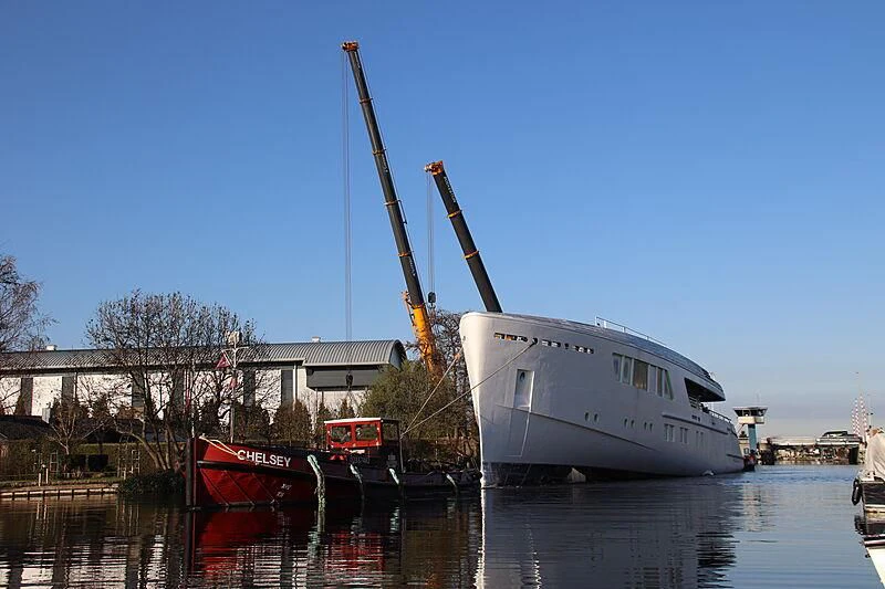a boat docked at a pier aboard CALLISTO Yacht for Sale