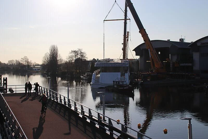 a boat docked at a pier aboard CALLISTO Yacht for Sale