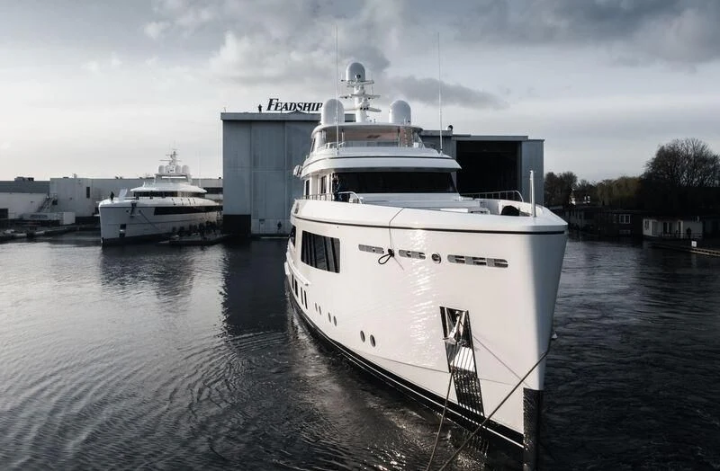 a couple of boats in a harbor aboard CALLISTO Yacht for Sale