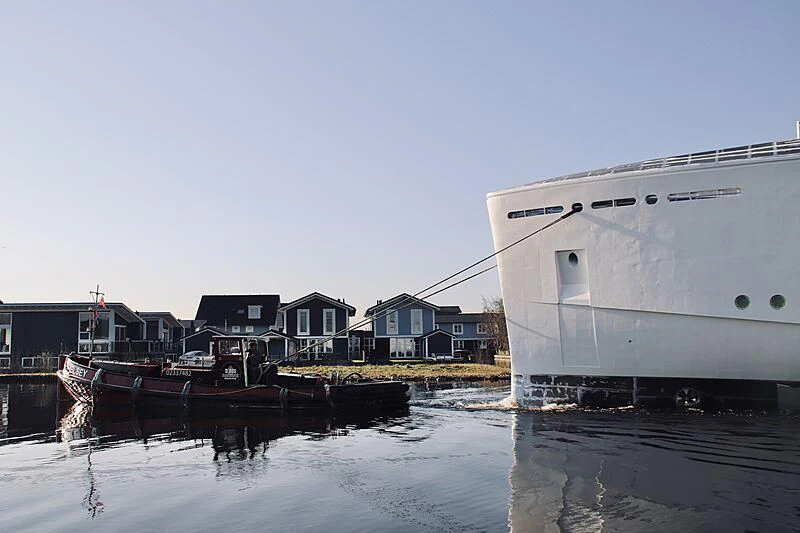 a boat docked at a pier aboard CALLISTO Yacht for Sale