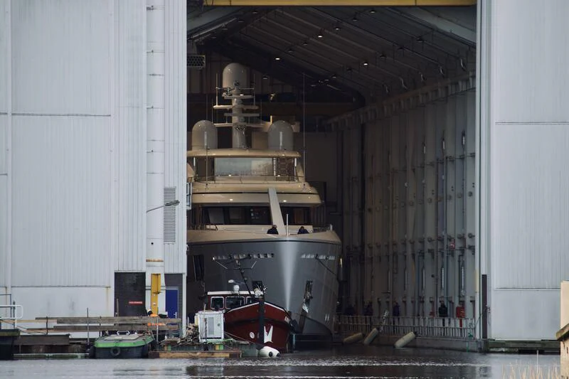 a large machine in a factory aboard CALLISTO Yacht for Sale