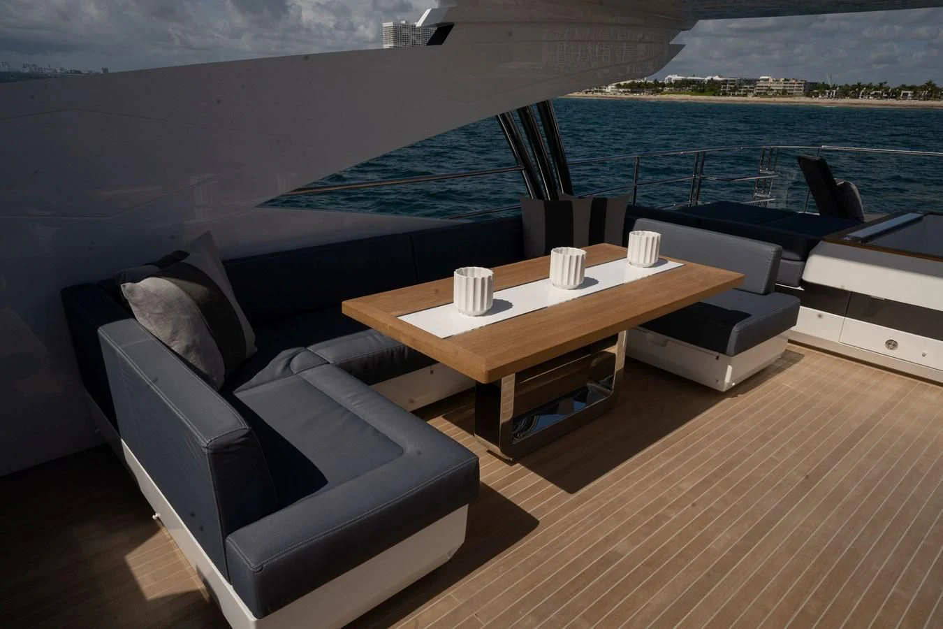 a room with a table and chairs aboard OLIVIA RB Yacht for Sale
