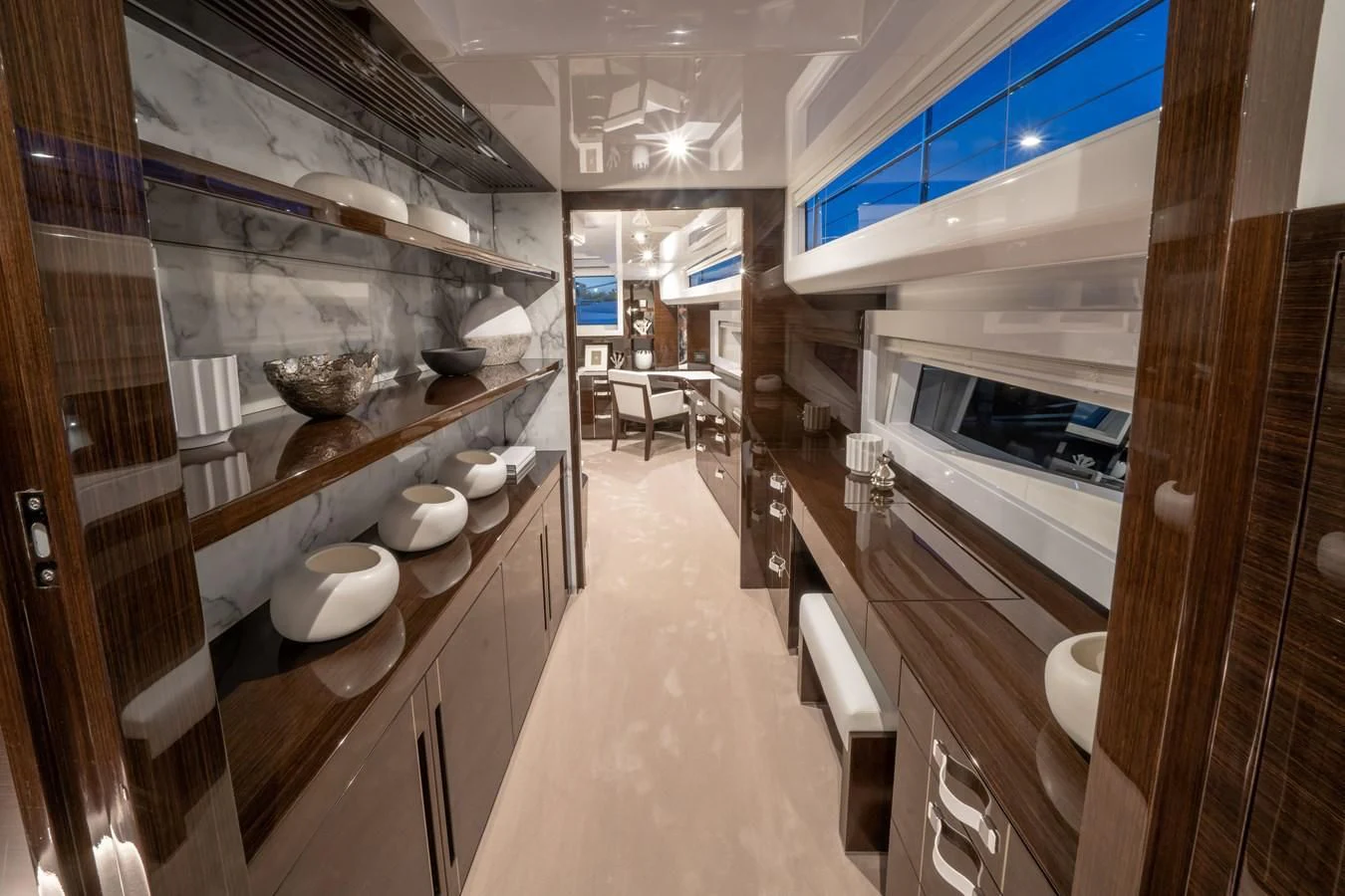 a bathroom with a large mirror aboard OLIVIA RB Yacht for Sale
