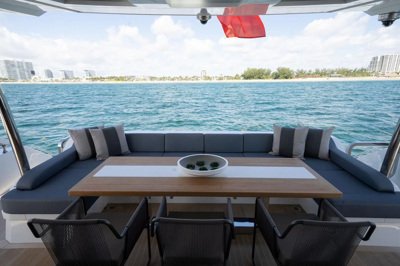 a table on a boat aboard OLIVIA RB Yacht for Sale
