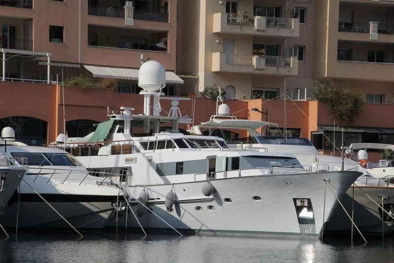 a couple of boats are parked in a harbor aboard BAHIRA II Yacht for Sale