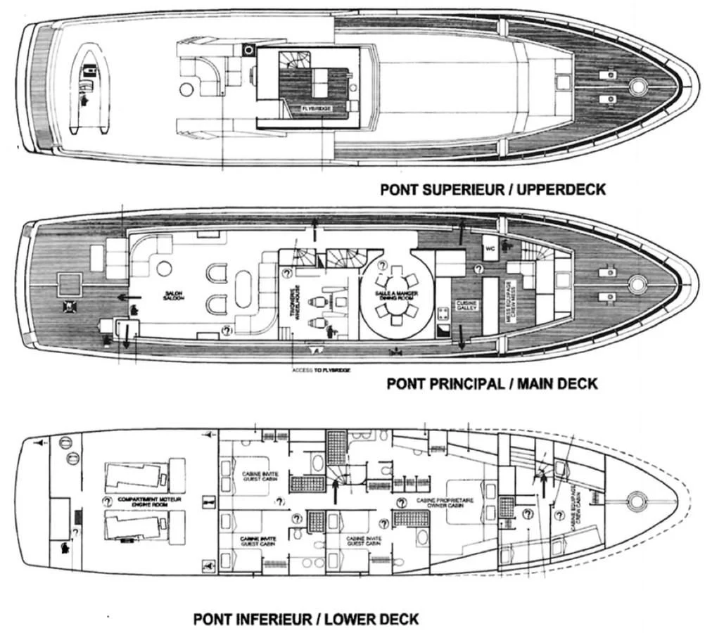 diagram, engineering drawing aboard BAHIRA II Yacht for Sale