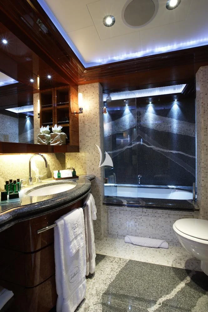 a bathroom with a sink and a toilet aboard TALISMAN MAITON Yacht for Charter