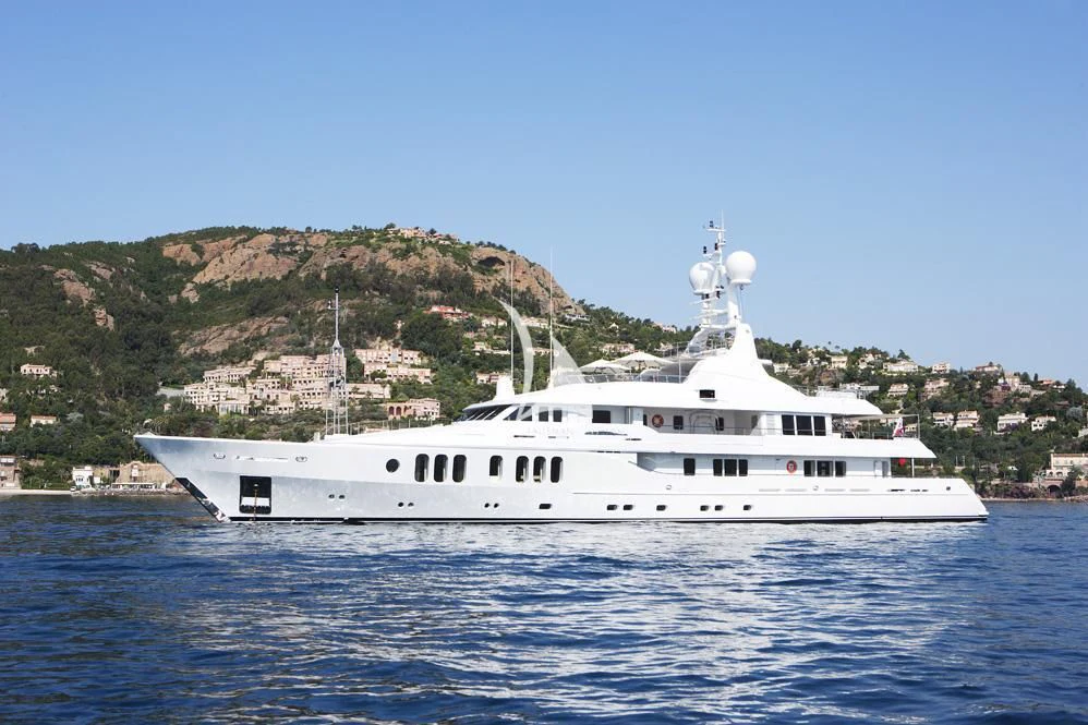 a white boat in the water aboard TALISMAN MAITON Yacht for Charter