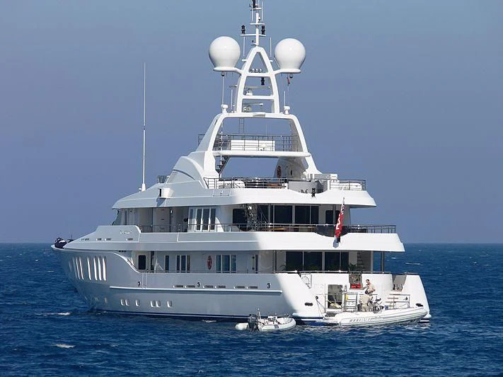 a large white boat in the water aboard TALISMAN MAITON Yacht for Charter