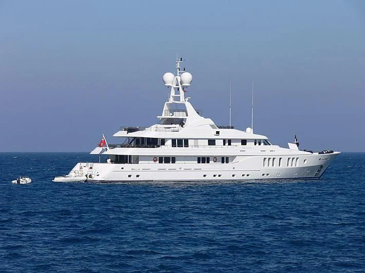a large white boat in the water aboard TALISMAN MAITON Yacht for Charter