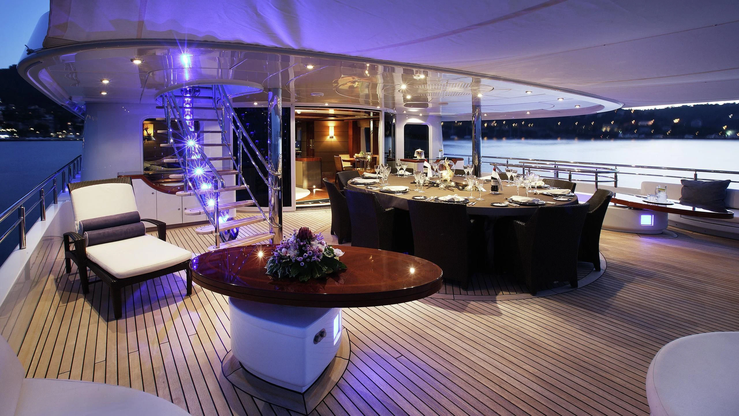 a room with a table and chairs aboard TALISMAN MAITON Yacht for Charter