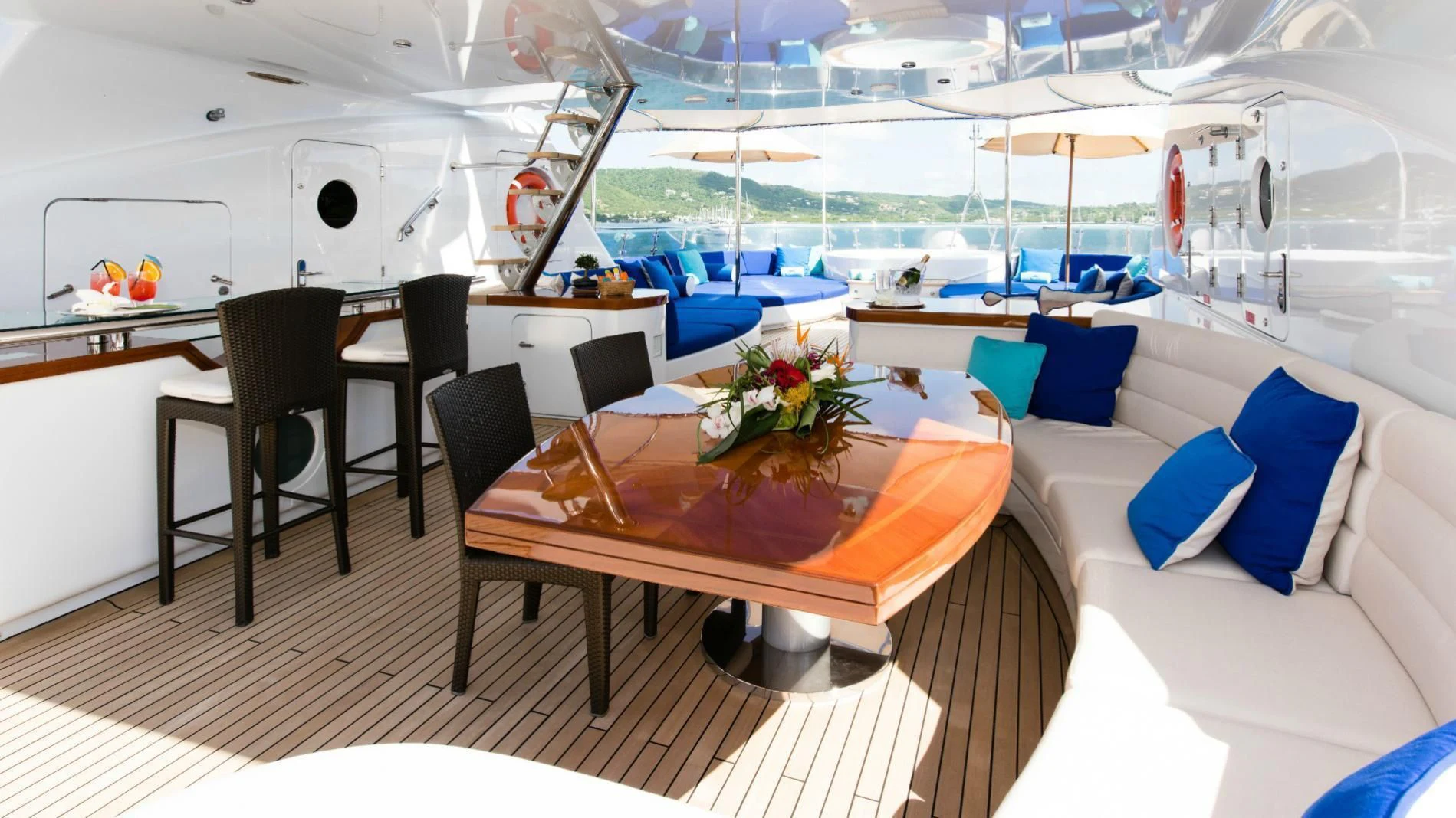 a room with a table and chairs aboard TALISMAN MAITON Yacht for Charter