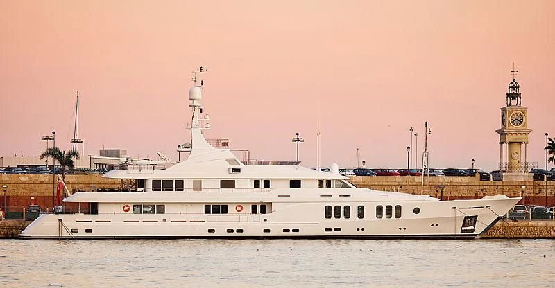 a large white boat in the water aboard TALISMAN MAITON Yacht for Charter