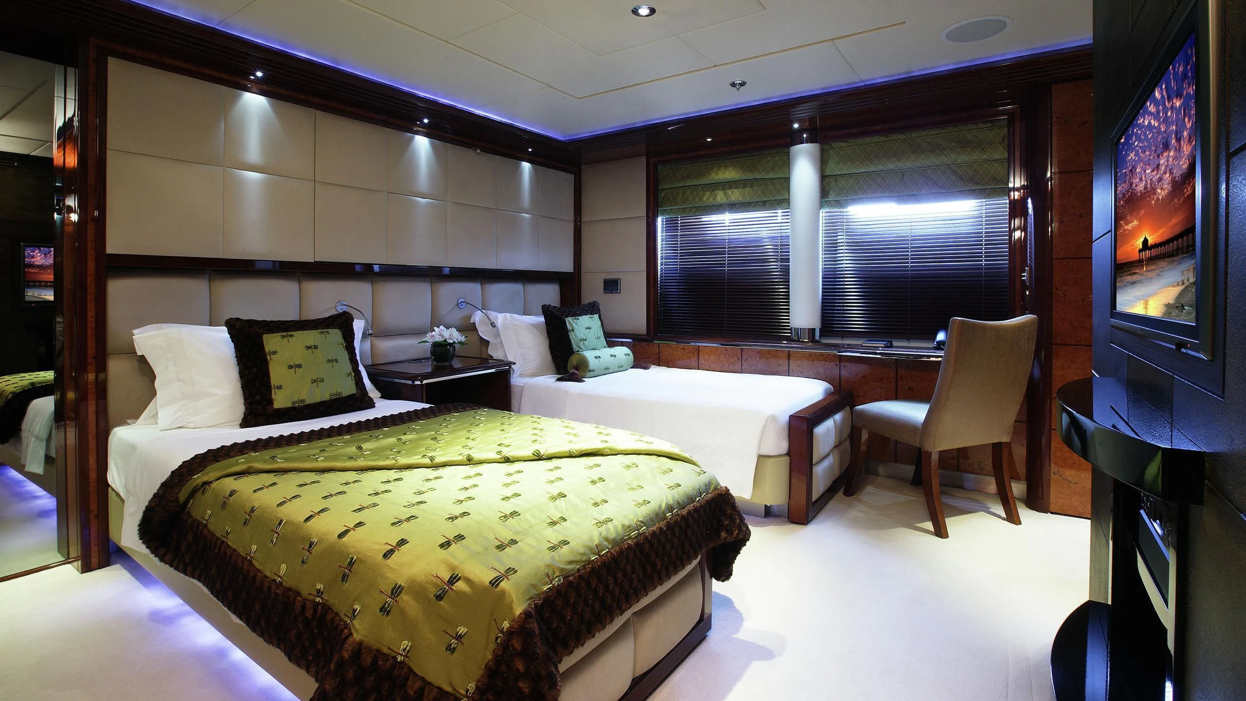 a room with two beds aboard TALISMAN MAITON Yacht for Charter