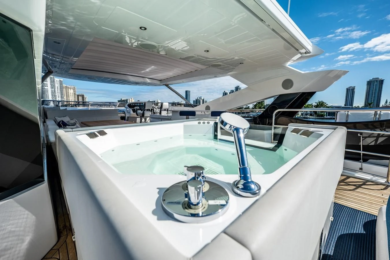 a pool on a deck aboard ROMANI Yacht for Sale