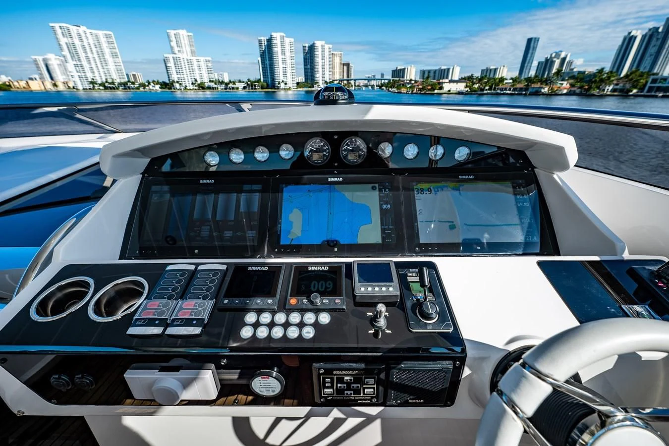 the inside of a car aboard ROMANI Yacht for Sale