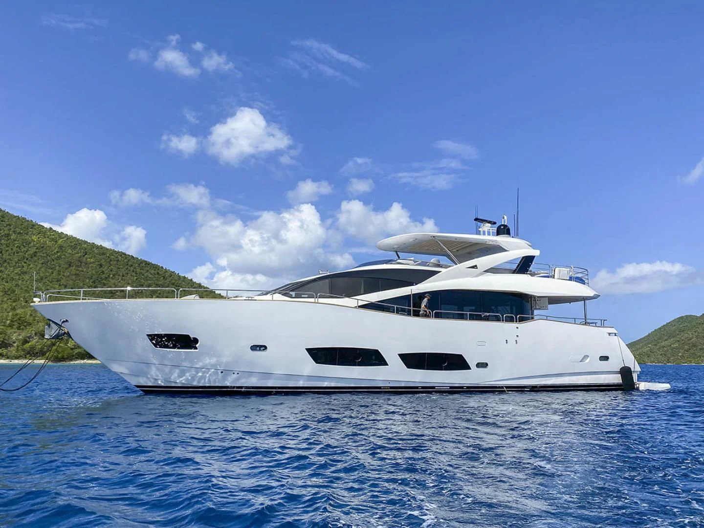 a white yacht in the water aboard ELITE Yacht for Sale