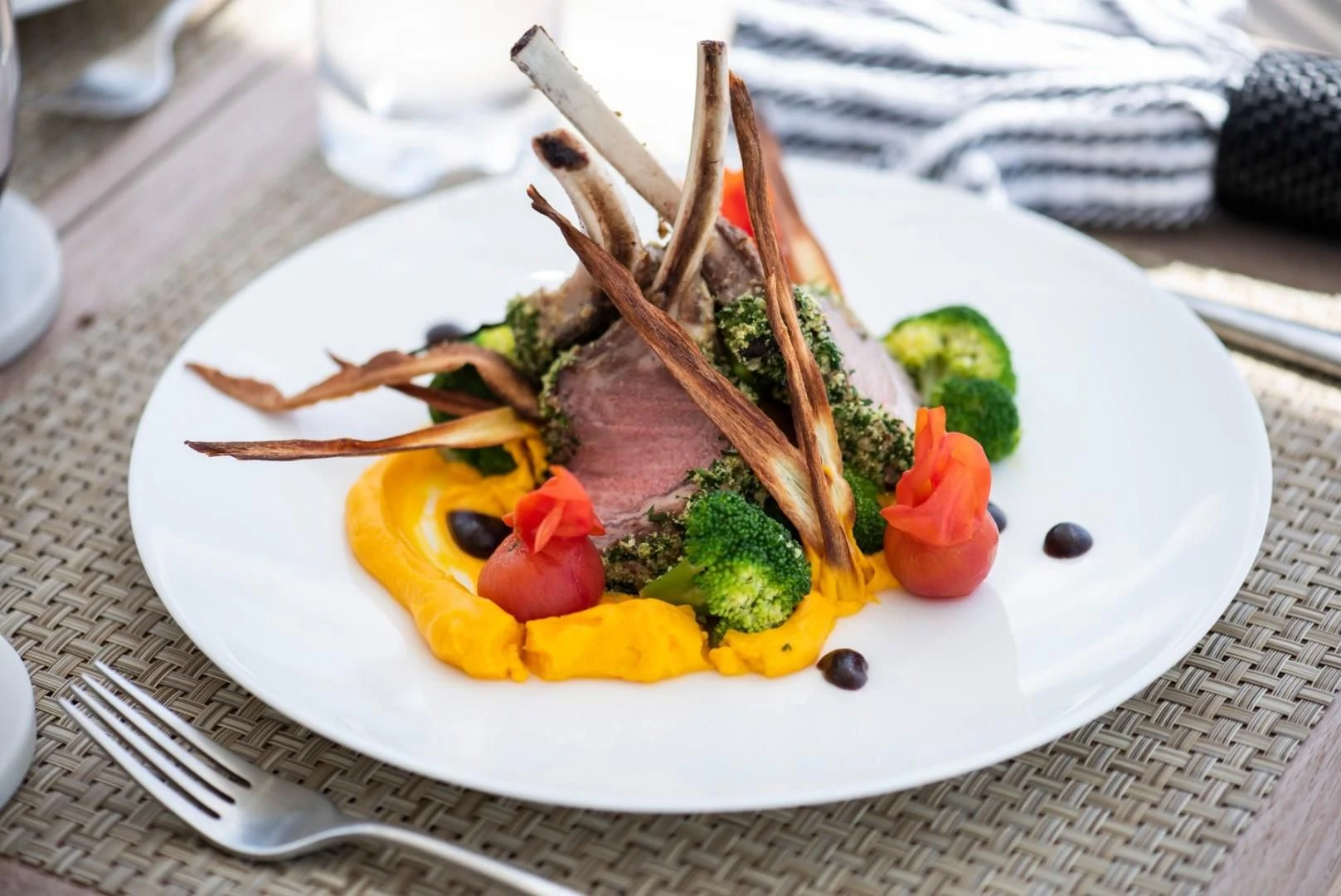a plate of food aboard ELITE Yacht for Sale