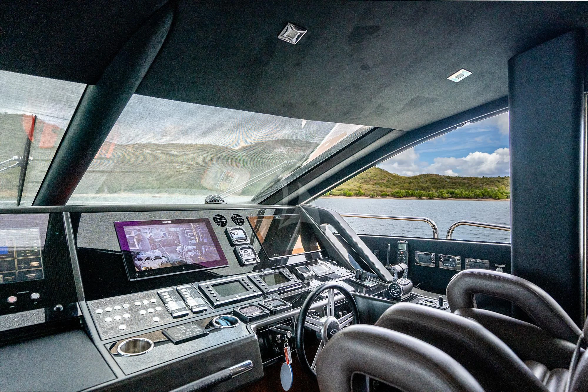 inside of a car aboard ELITE Yacht for Sale