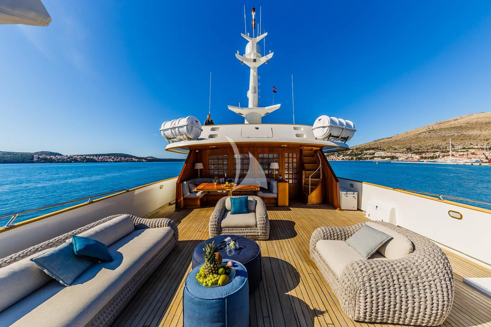 a boat on a deck aboard TO JE TO Yacht for Sale