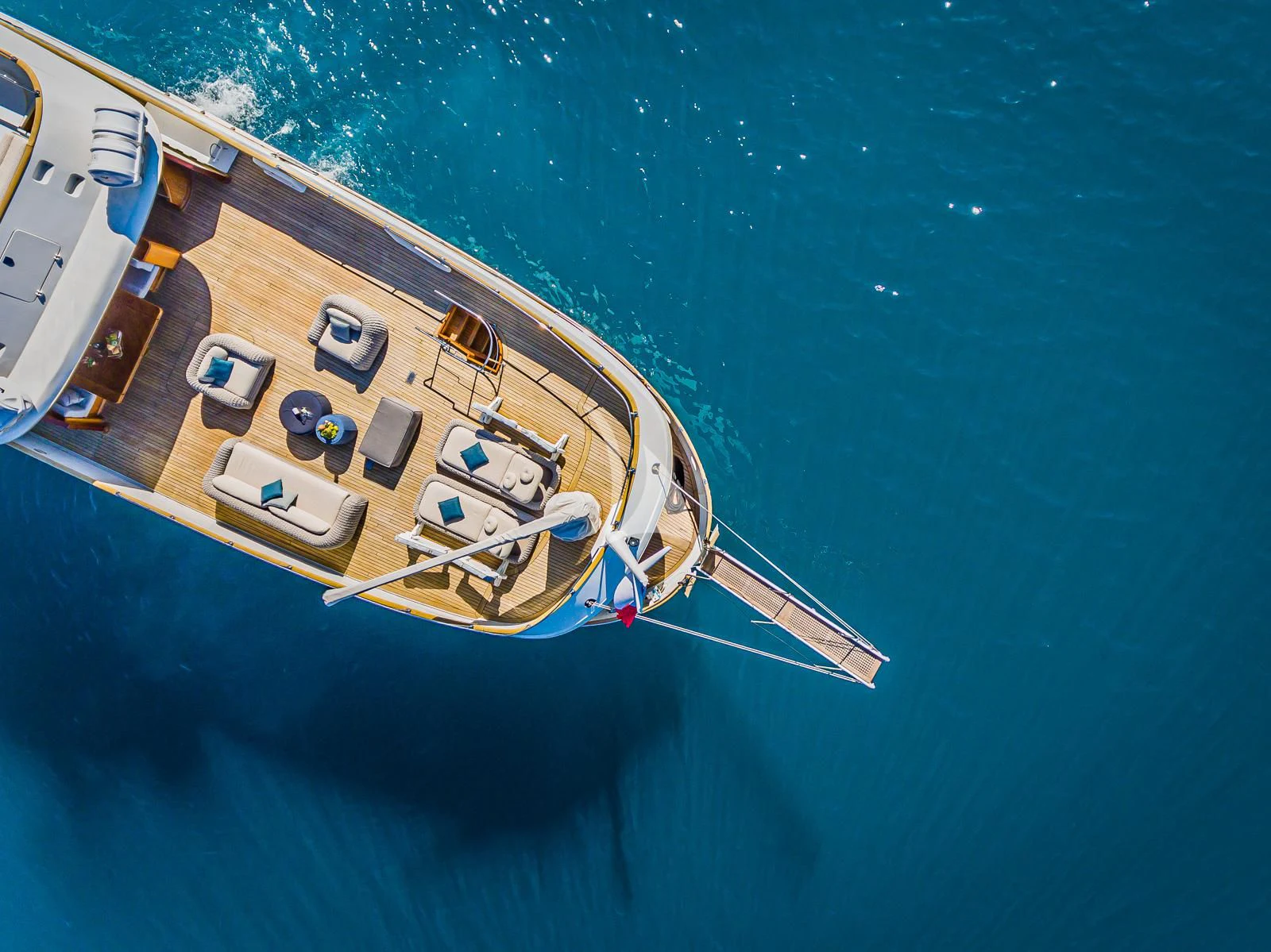 a high angle view of a ship aboard TO JE TO Yacht for Sale