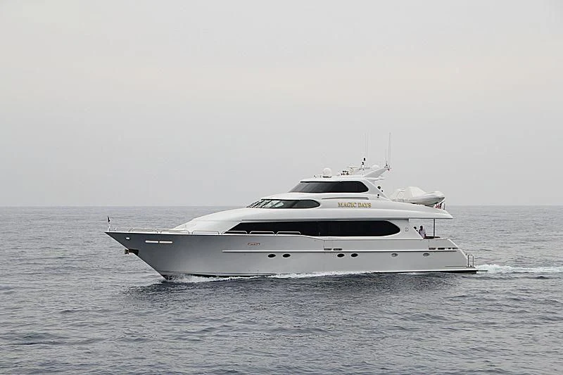 a white yacht in the water aboard BIG WAVE Yacht for Sale