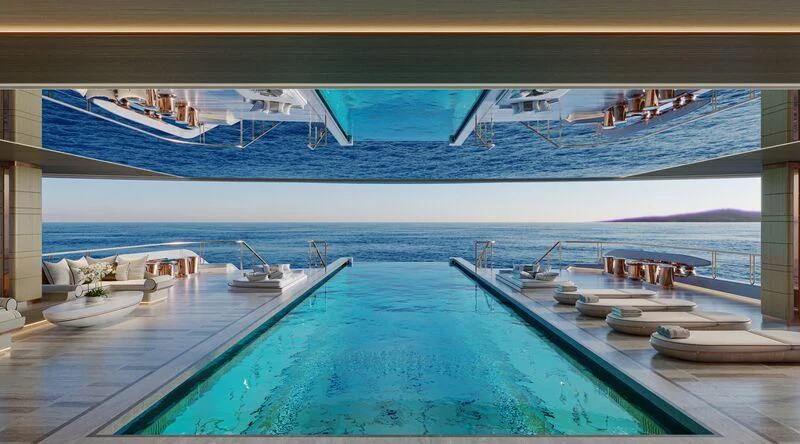 a large ship in a body of water aboard ELF Yacht for Sale