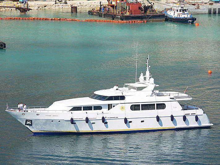 a white boat in the water aboard ANTARES STAR Yacht for Sale