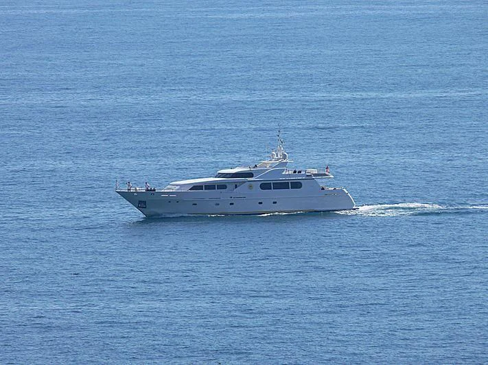 a white boat in the water aboard ANTARES STAR Yacht for Sale