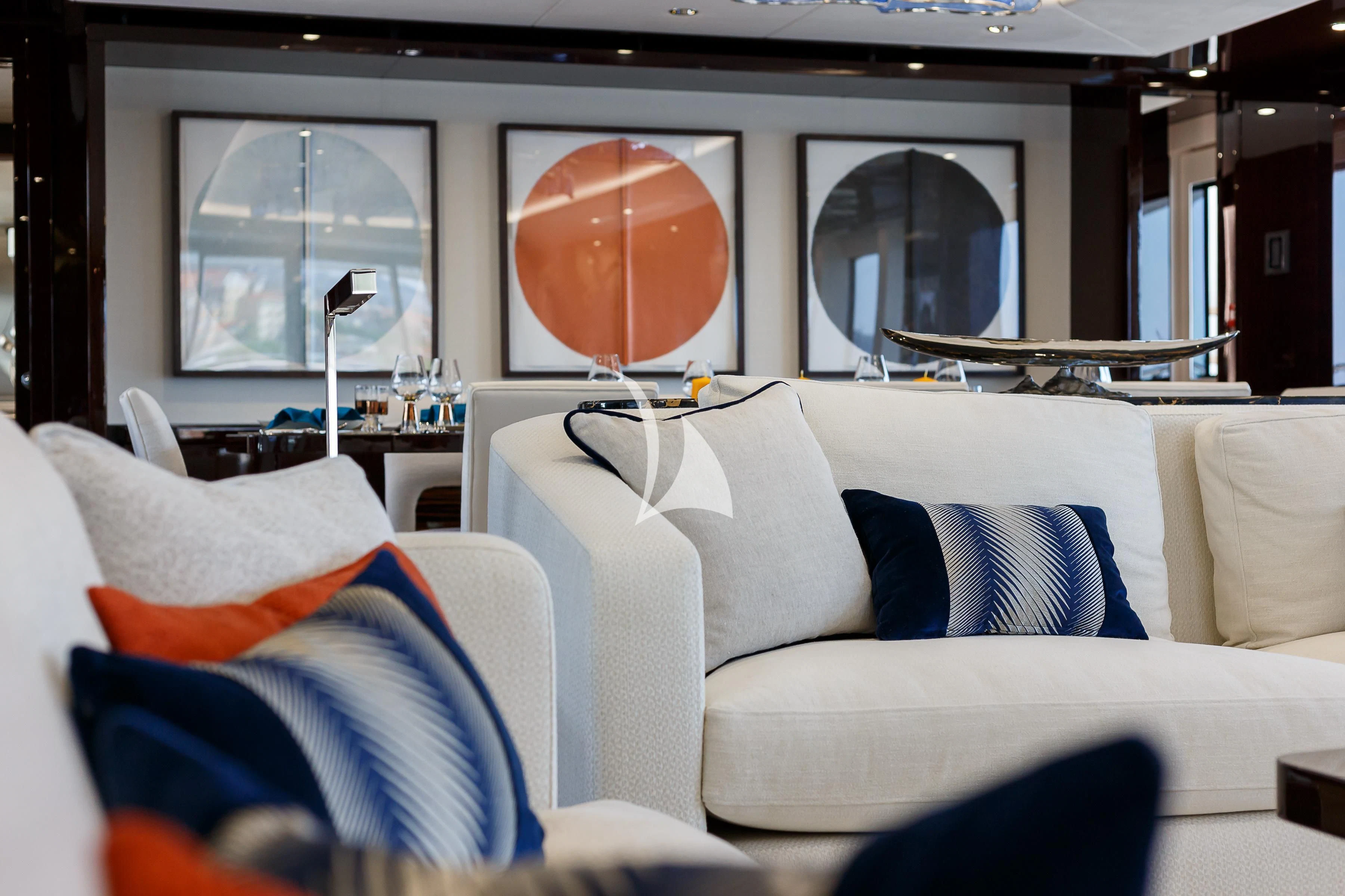 a room with a large orange ball aboard NO.9 Yacht for Sale