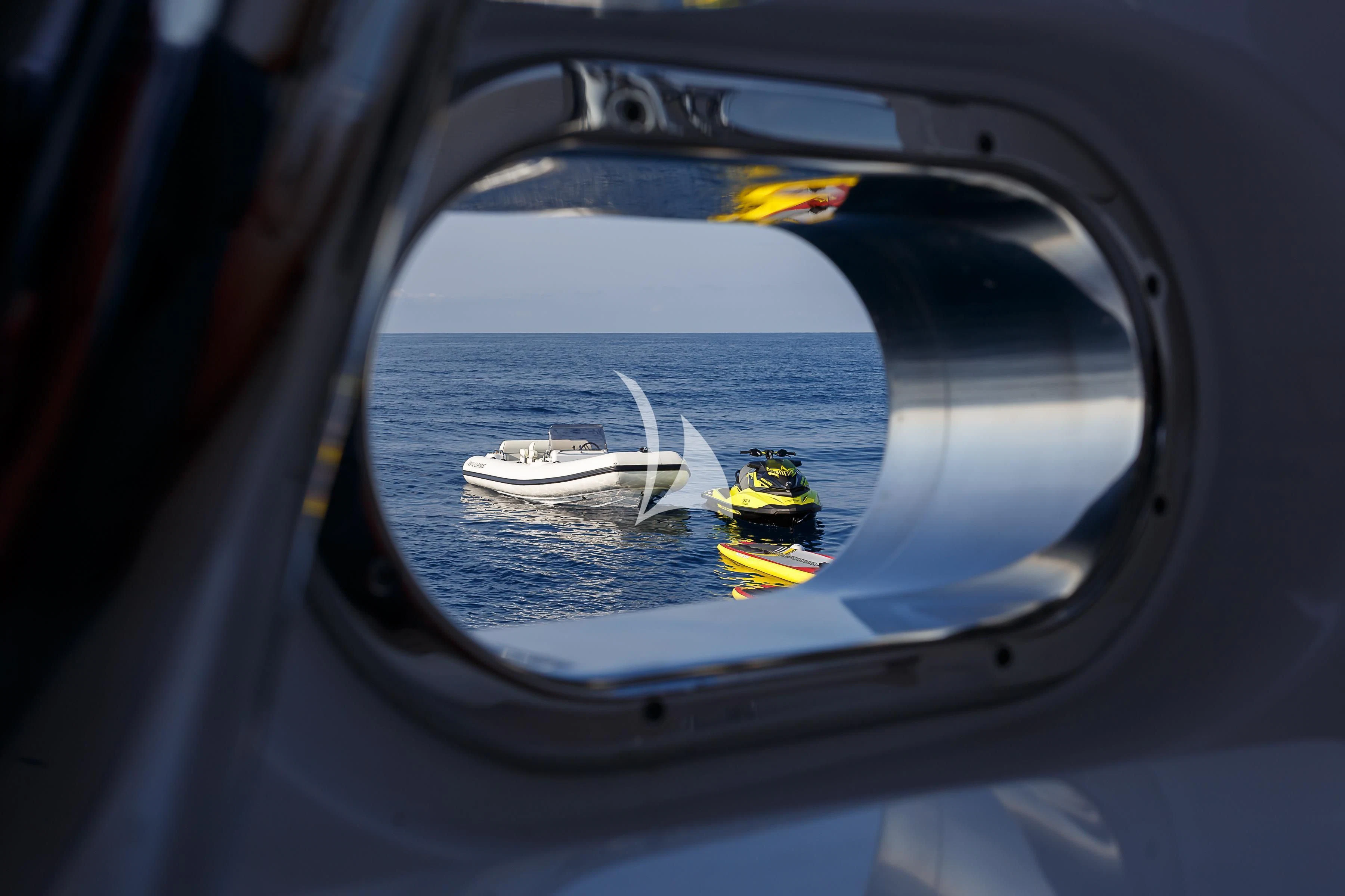 a view of a boat through a window aboard NO.9 Yacht for Sale