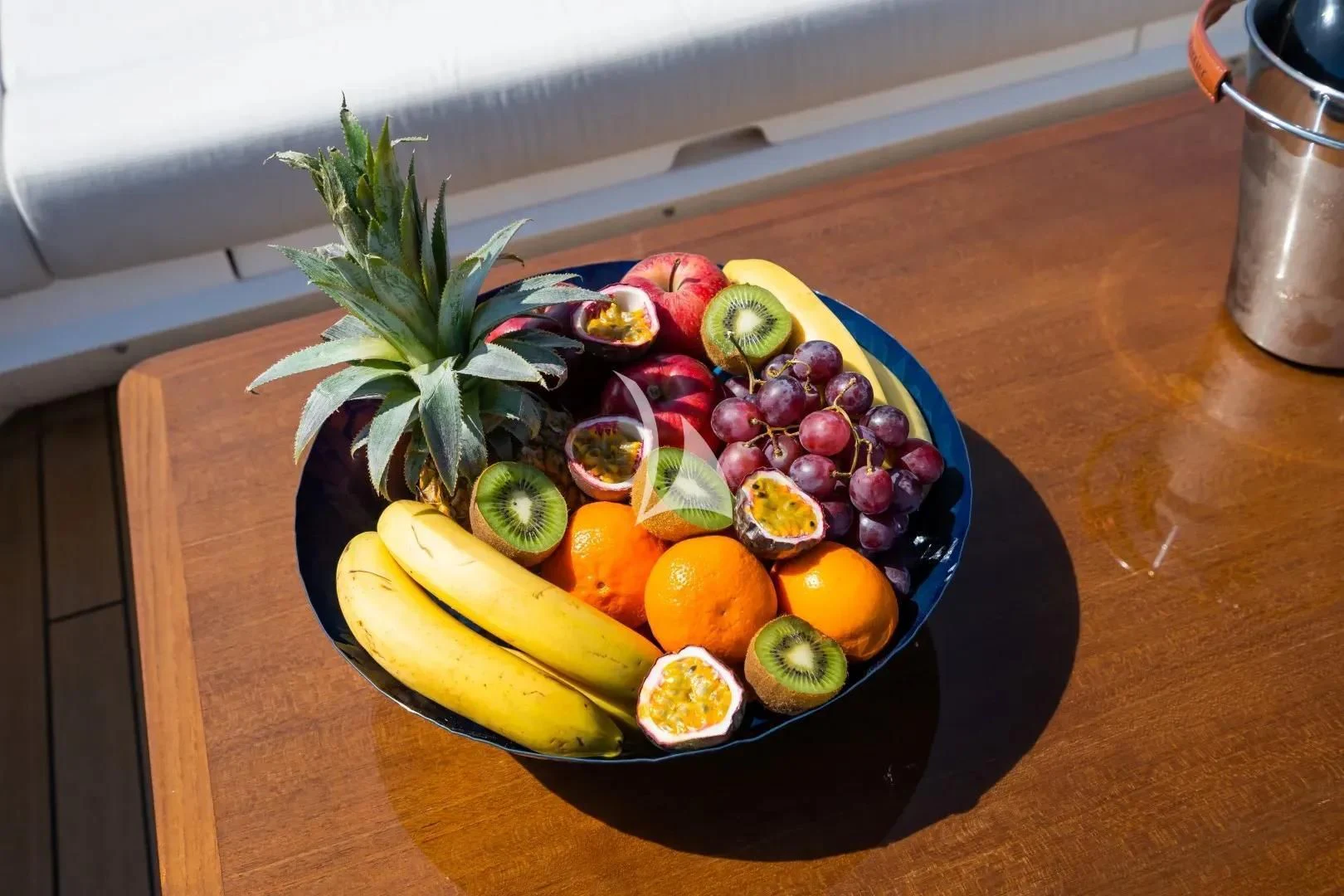 a plate of fruits aboard NO.9 Yacht for Sale
