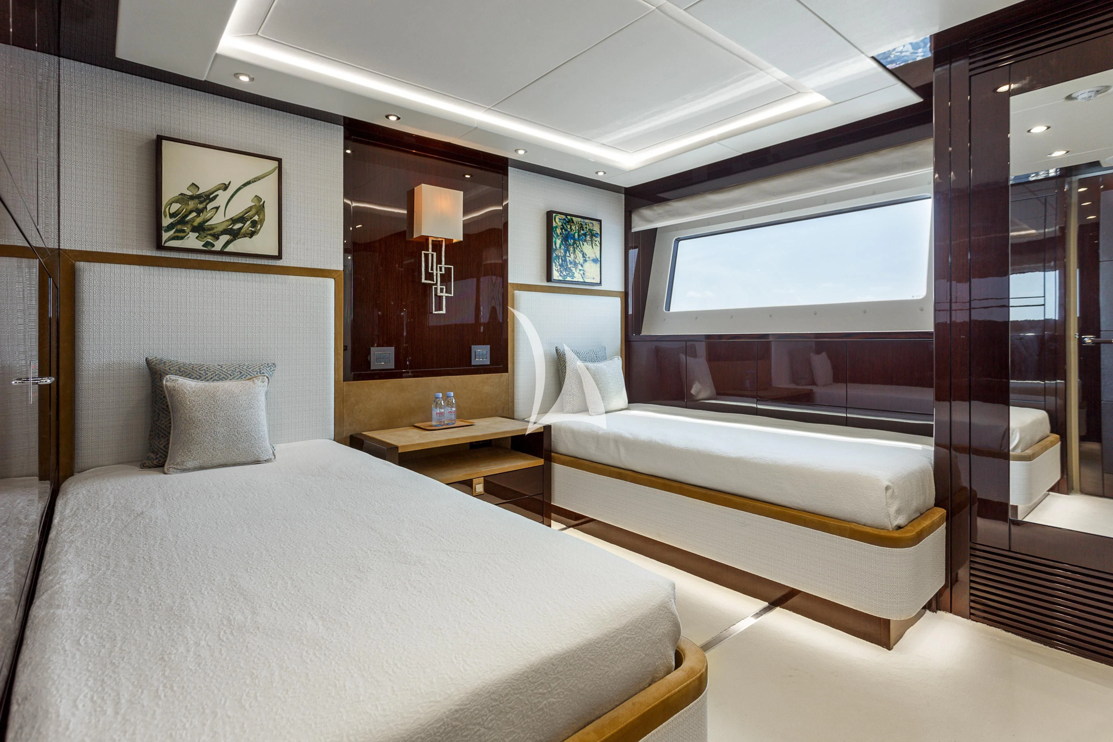 a room with a bed and a desk aboard NO.9 Yacht for Sale