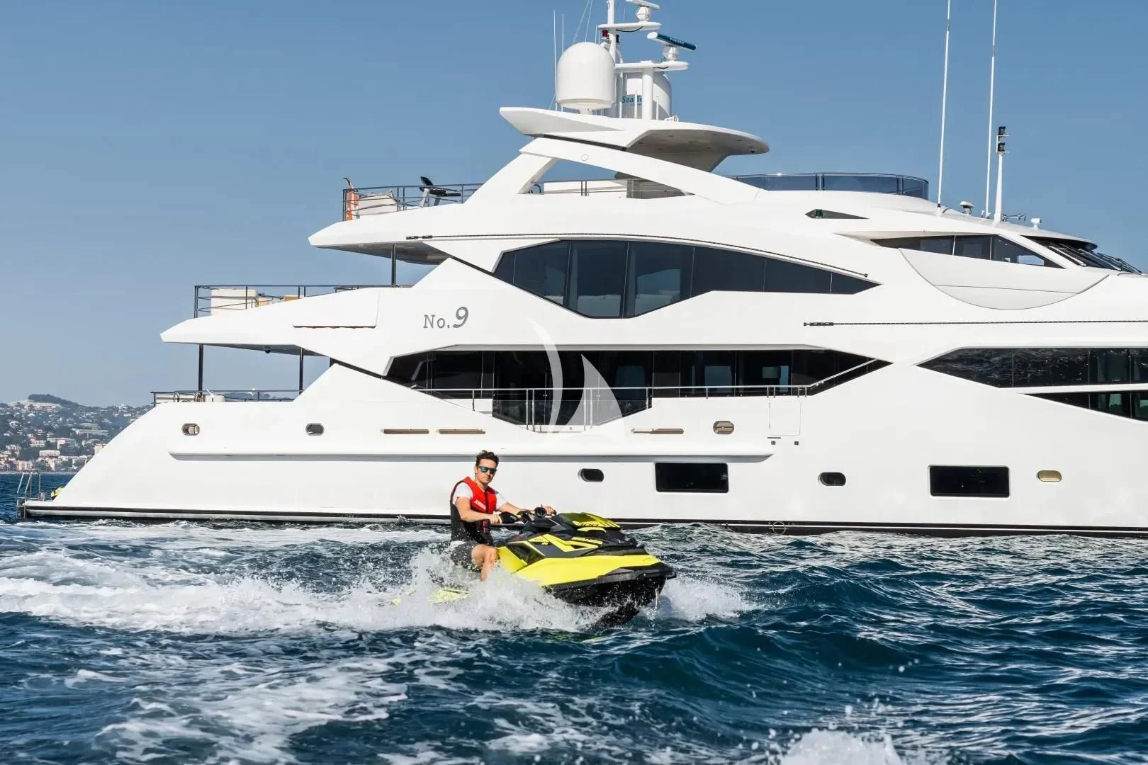 a person on a jet ski in the water aboard NO.9 Yacht for Sale