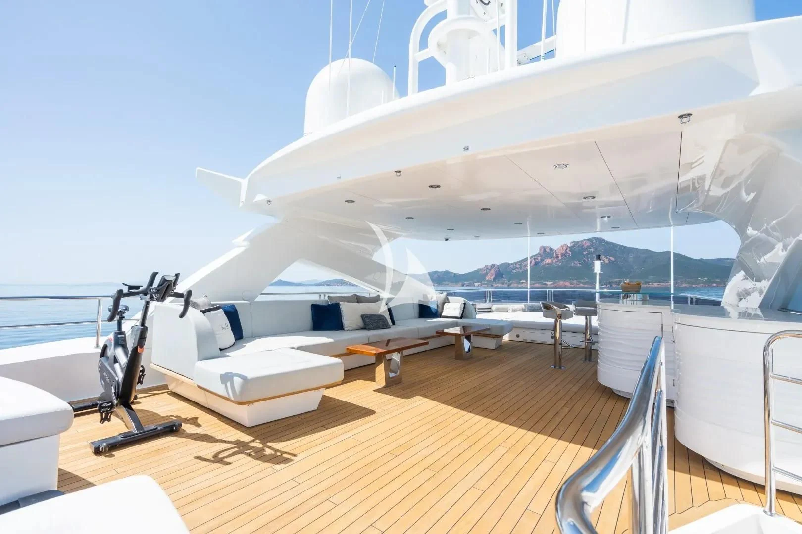 a boat on a deck aboard NO.9 Yacht for Sale