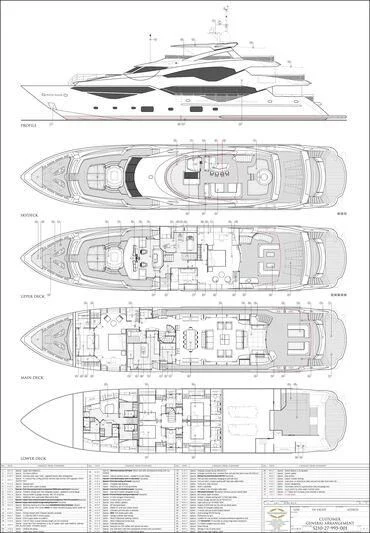 diagram, engineering drawing aboard NO.9 Yacht for Sale