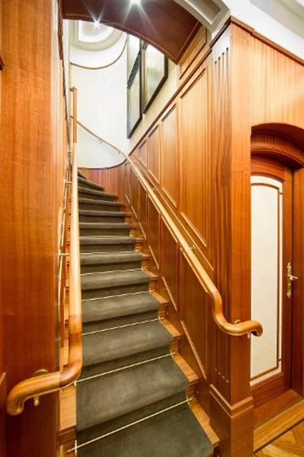 a set of stairs leading up to a door aboard 121FT EXPLORER 37 Yacht for Sale