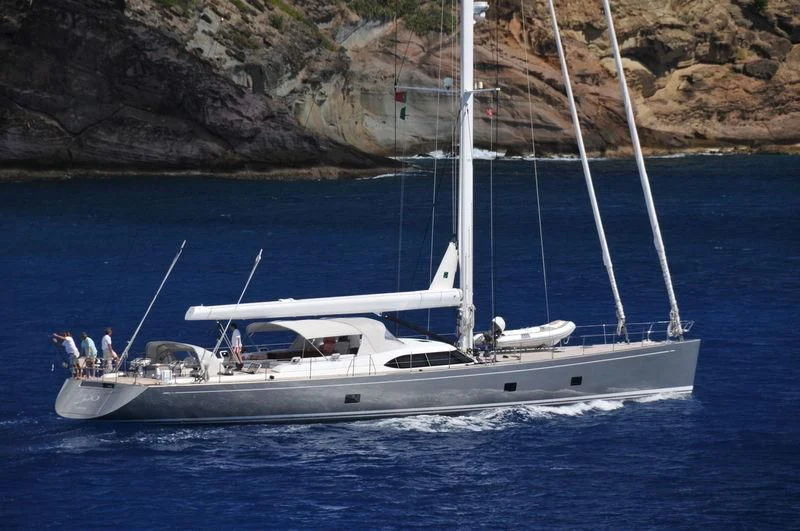a boat on the water aboard AGAPI MAS Yacht for Sale