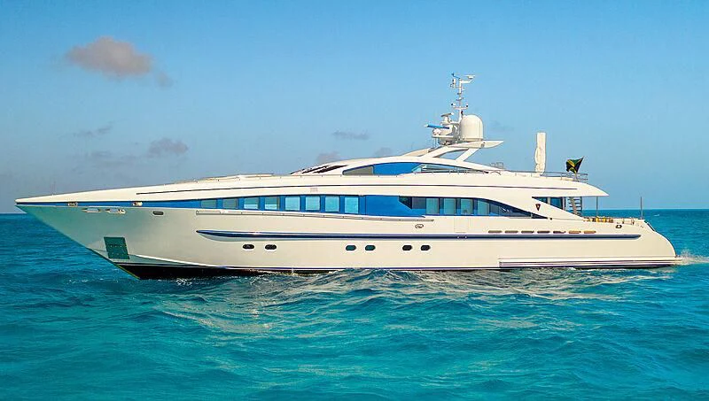 a white yacht in the water aboard LUMIR Yacht for Sale