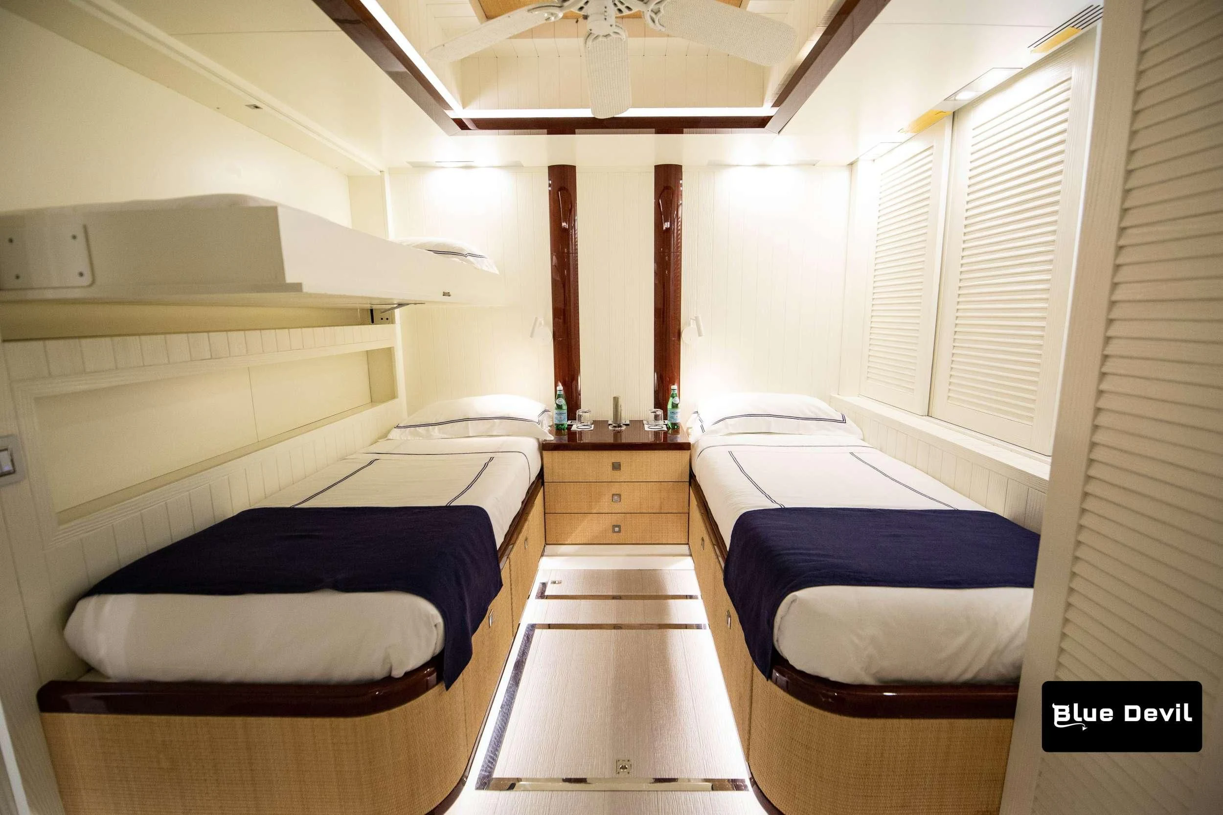 a room with bunk beds aboard BLUE DEVIL Yacht for Sale
